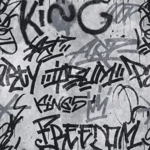 Livingwalls Vinyltapete - 382511 - Grau Schwarz Graffiti Tapete