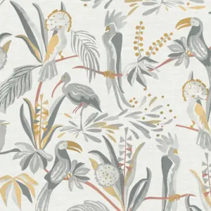 Livingwalls Vinyltapete - 388984 - Grau Gelb Vogeltapete