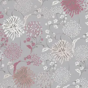 Livingwalls Vinyltapete - 389002 - Grau Weiß Florale Tapete