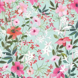 Livingwalls Vinyltapete - 391951 - Bunt Türkis Floral