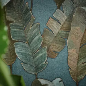 Livingwalls Vinyltapete - 392183 - Petrol Grün Blätter