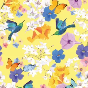 Livingwalls Vinyltapete - 391971 - Bunt Gelb Floral