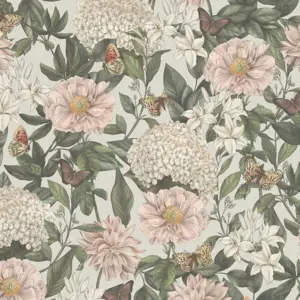 Livingwalls Vinyltapete - 394264 - Hellgrau Weiß Floral