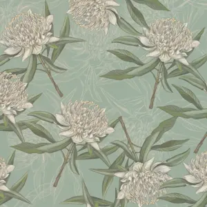 Livingwalls Vinyltapete - 394322 - Blau Grün Floral