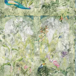 Livingwalls Vinyltapete - 393321 - Grün Blau Vintage