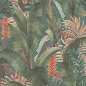 Livingwalls Vinyltapete - 394352 - Blau Petrol Dschungeltapete