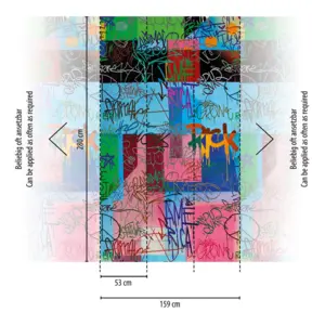 Livingwalls Vinyltapete - 398241 - Bunt Blau Graffiti