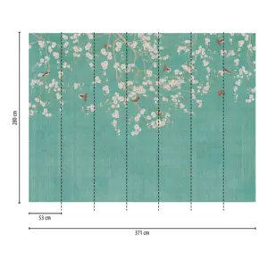 Livingwalls Vinyltapete - 399211 - Blau Creme Floral