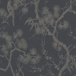 Livingwalls Vliestapete - 378672 - Grau Blau Florale Tapete