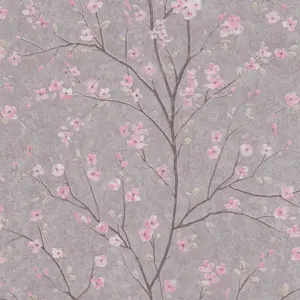 Livingwalls Vliestapete - 379122 - Grau Rosa Florale Tapete