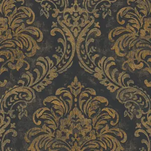 Livingwalls Vliestapete - 391123 - Schwarz Gold Ornament