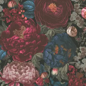 livingwalls Vinyltapete - 399791 - Rot Blau Floral