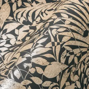 A.S. Création Vliestapete - 388313 - Gold Schwarz Florale Tapete