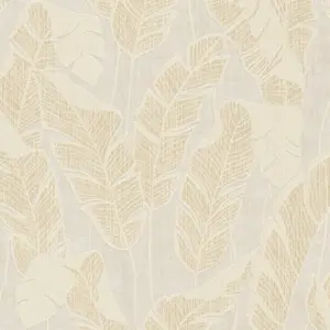 A.S. Création Vliestapete - 395025 - Weiß Beige Blätter