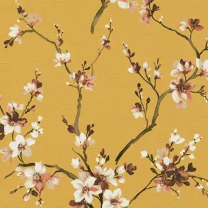 Livingwalls Vinyltapete - 385201 - Gelb orange Florale Tapete