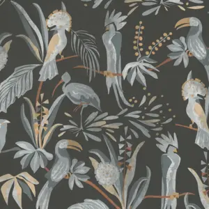 Livingwalls Vinyltapete - 388983 - Schwarz Grau Vogeltapete