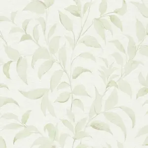 Livingwalls Vinyltapete - 389624 - Weiß Grün Blättertapete