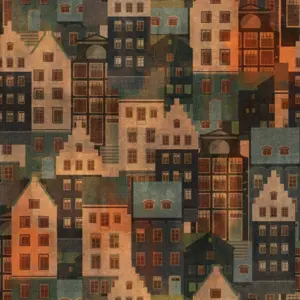 Livingwalls Vinyltapete - 391821 - Bunt Blau Gebäude