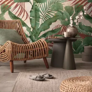 Livingwalls Vinyltapete - 391852 - Grün Beige Dschungel