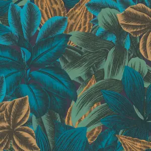 Livingwalls Vinyltapete - 392221 - Blau Orange Dschungel