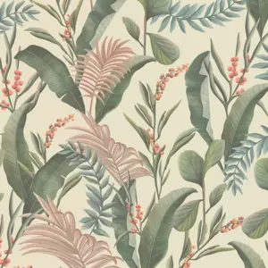 Livingwalls Vinyltapete - 394361 - Creme Grün Floral