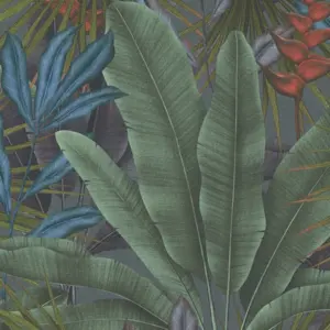Livingwalls Vinyltapete - 396471 - grau Grün Dschungel