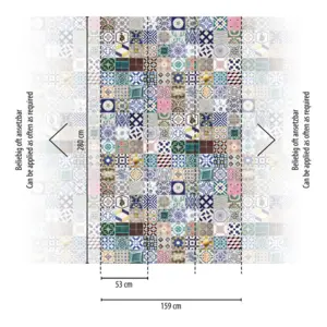 Livingwalls Vinyltapete - 398361 - Bunt Blau Vintage-Fliesen