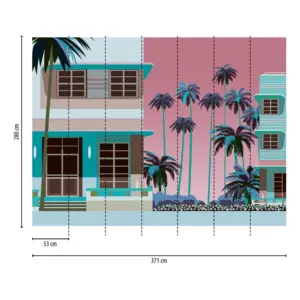 Livingwalls Vinyltapete - 398931 - Blau Pink Florida
