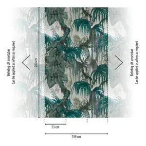 Livingwalls Vinyltapete - 398651 - Grün Petrol Dschungel