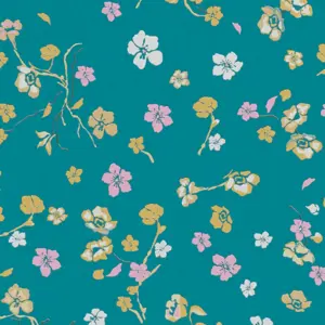 Livingwalls Vliestapete - 389072 - Türkis Gelb Florale Tapete