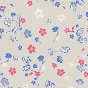 Livingwalls Vliestapete - 389073 - Beige Blau Florale Tapete