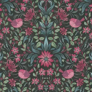 A.S. Création Vinyltapete - 390751 - Schwarz Pink Floral