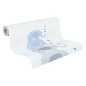 A.S. Création Vliestapete - 381351 - Blau Grau Tapete mit Tieren