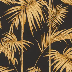 Livingwalls Vinyltapete - 369195 - Gold Schwarz Palmentapete