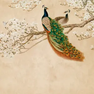 Livingwalls Vinyltapete - 382361 - Beige Weiß Vogeltapete