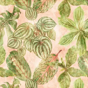 Livingwalls Vinyltapete - 382421 - Grün Rosa Dschungeltapete