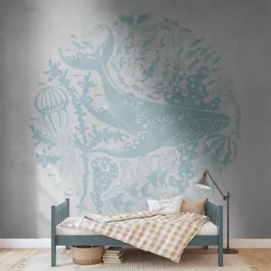 Livingwalls Vinyltapete - 383061 - Blau Grau Fische