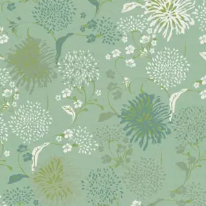 Livingwalls Vinyltapete - 389004 - Grün Weiß Florale Tapete