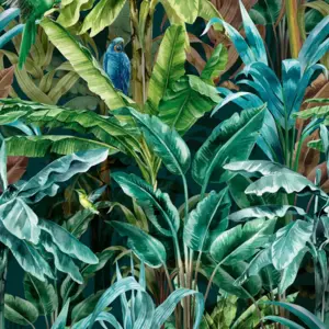 Livingwalls Vinyltapete - 391861 - Grün Blau Dschungel
