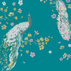 Livingwalls Vliestapete - 389062 - Türkis Gelb Vogeltapete