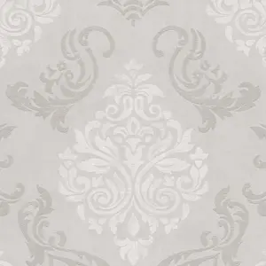 A.S. Création Vliestapete - 953721 - Creme Silber Barock Tapete
