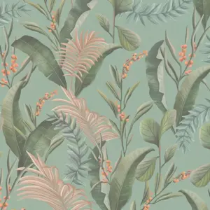 Livingwalls Vinyltapete - 394364 - Blau Grün Floral