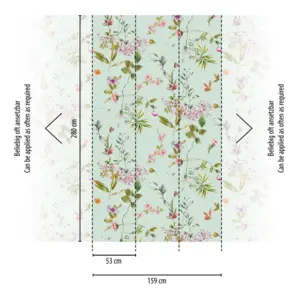 Livingwalls Vinyltapete - 398811 - Blau Grün Blumen