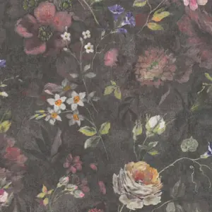 A.S. Création Vinyltapete - 386361 - Schwarz Bunt Florale Tapete