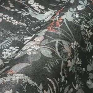 A.S. Création Vinyltapete - 388254 - Schwarz orange Florale Tapete