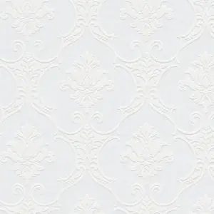 A.S. Création Vliestapete - 354761 - Überstreichbar Weiß Barock Tapete