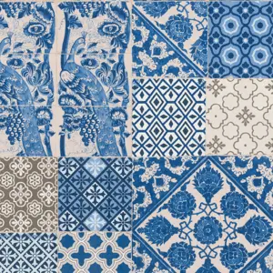 Livingwalls Vinyltapete - 369231 - Blau Creme Fliesentapete