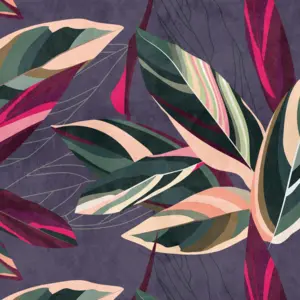 Livingwalls Vinyltapete - 382721 - Lila Grün Dschungeltapete