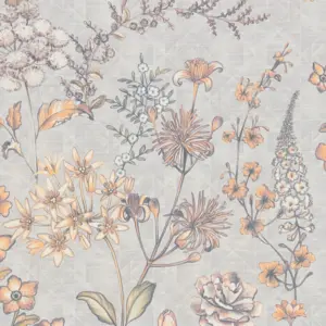 Livingwalls Vinyltapete - 391171 - Hellgrau Orange Blumentapete