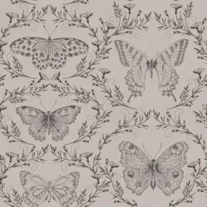 Livingwalls Vinyltapete - 392001 - Grau Greige Schmetterling